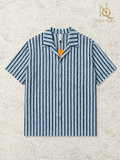 Striped Open-Knit Short-Sleeve Shirt – featured view