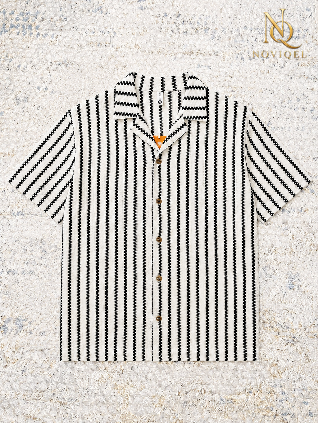 Striped Open-Knit Short-Sleeve Shirt – view 2