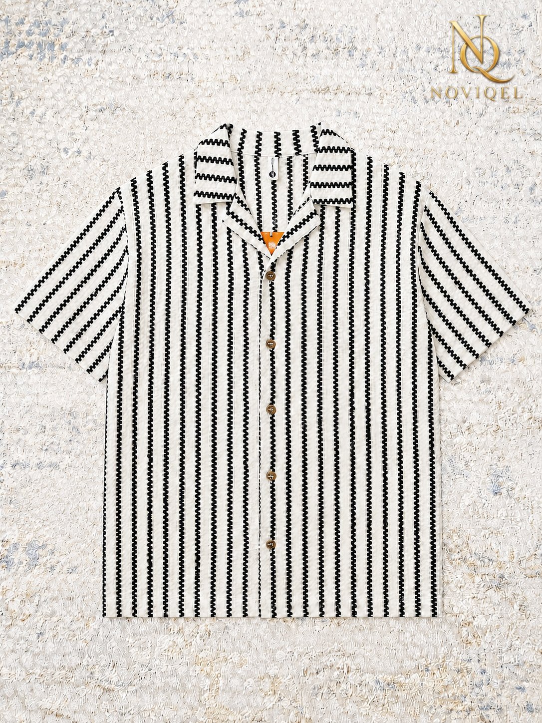 Striped Open-Knit Short-Sleeve Shirt – view 2