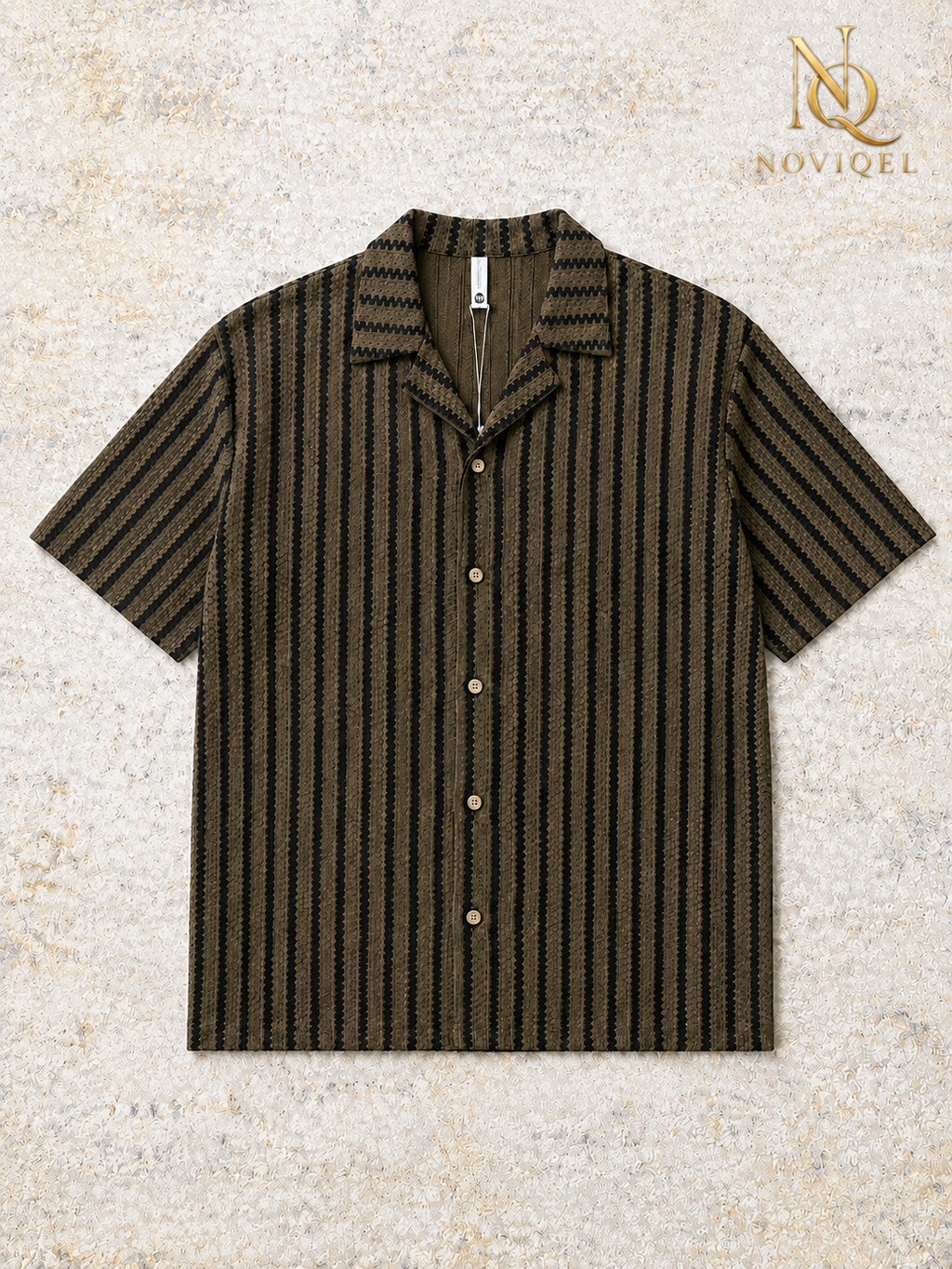 Striped Open-Knit Short-Sleeve Shirt – view 3