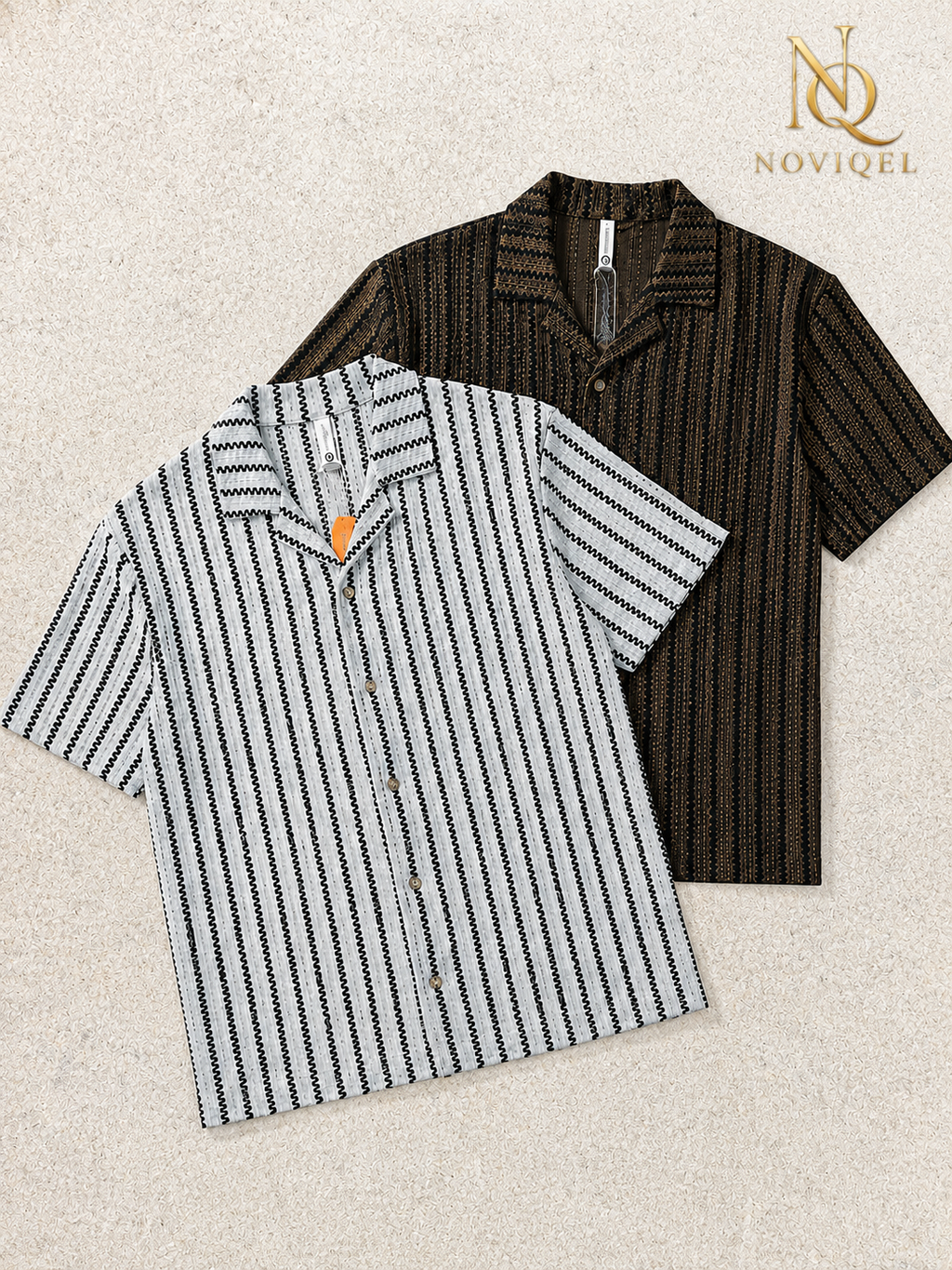 Striped Open-Knit Short-Sleeve Shirt – view 5