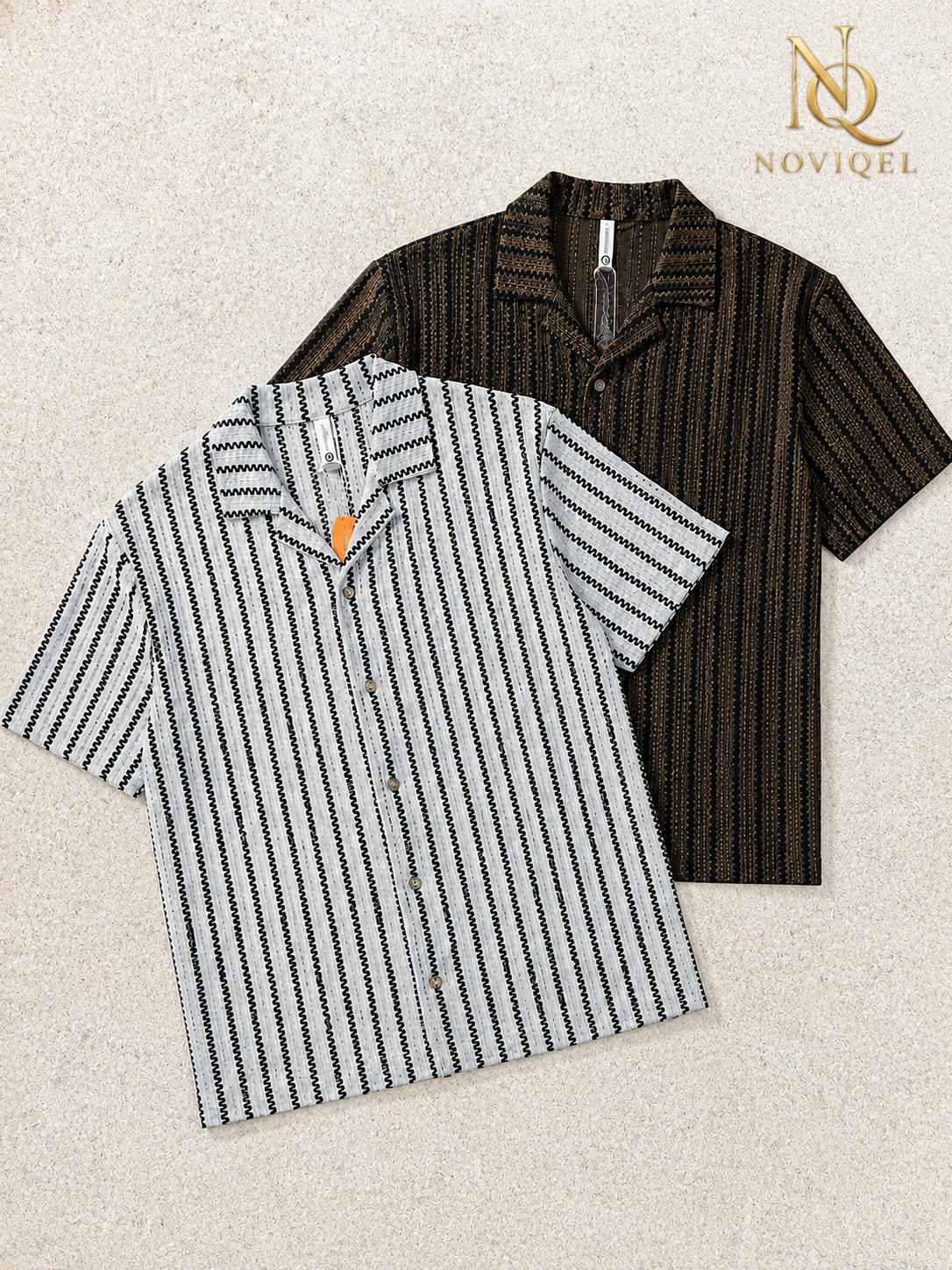 Striped Open-Knit Short-Sleeve Shirt – view 5