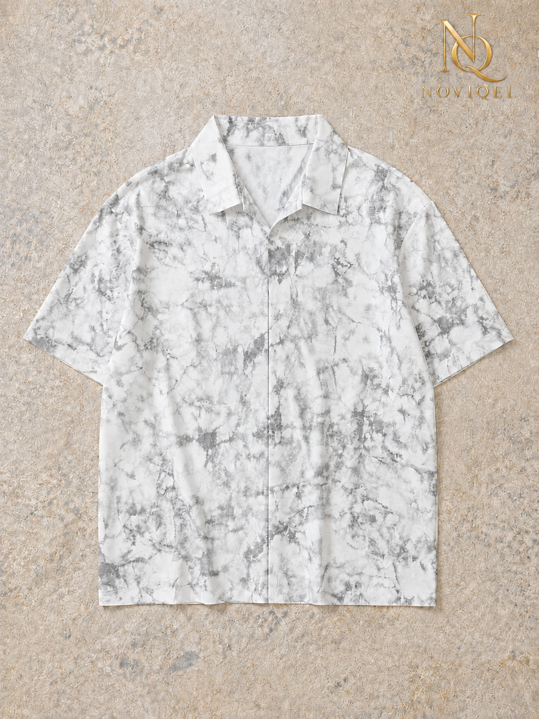 Abstract Print Short-Sleeve Collared Shirt – view 4