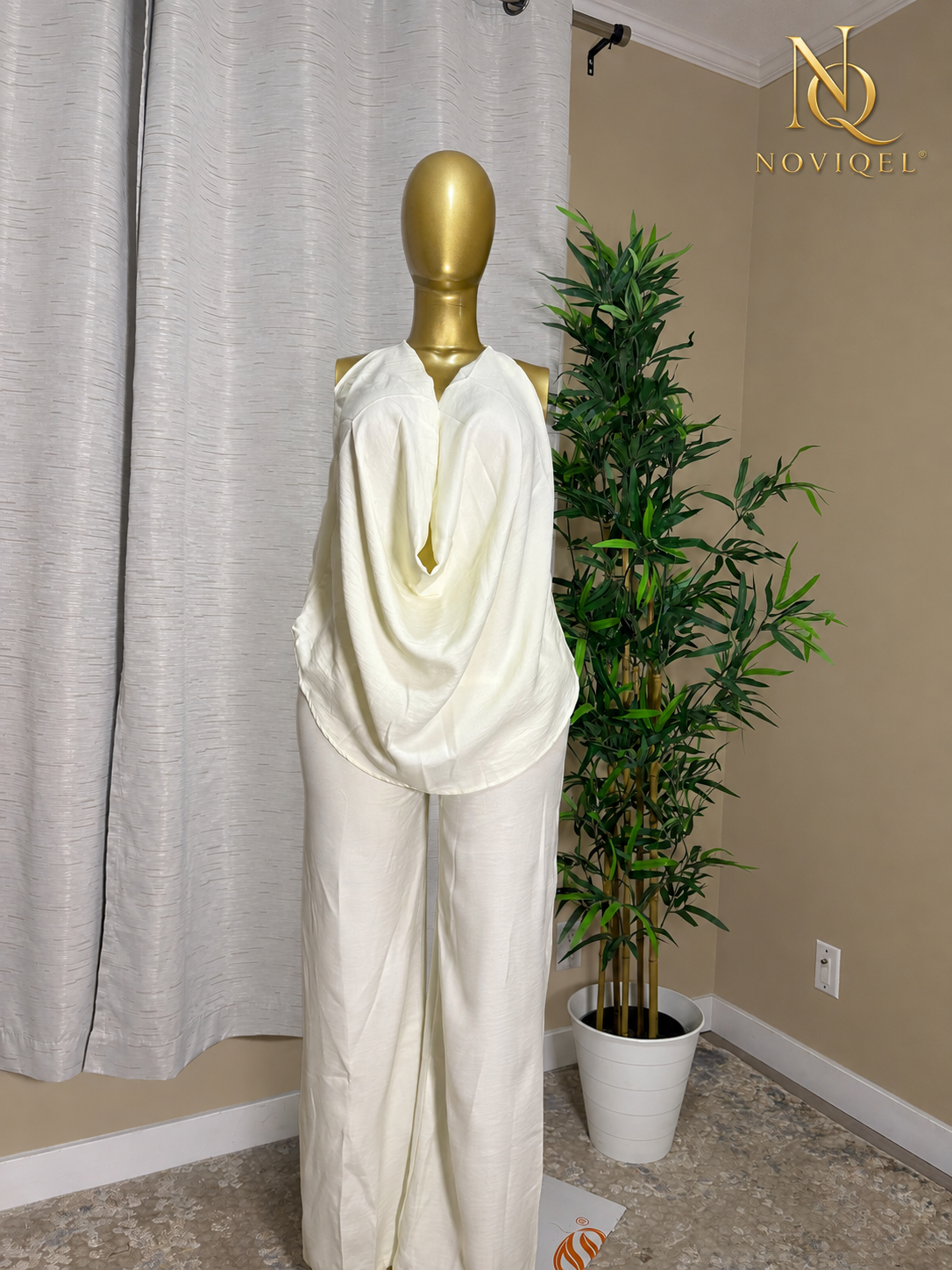 Draped Cowl-Neck Wide-Leg Set – view 2