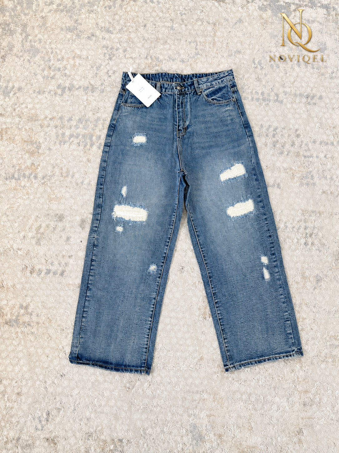 Distressed Dark-Wash Baggy Jeans – featured view