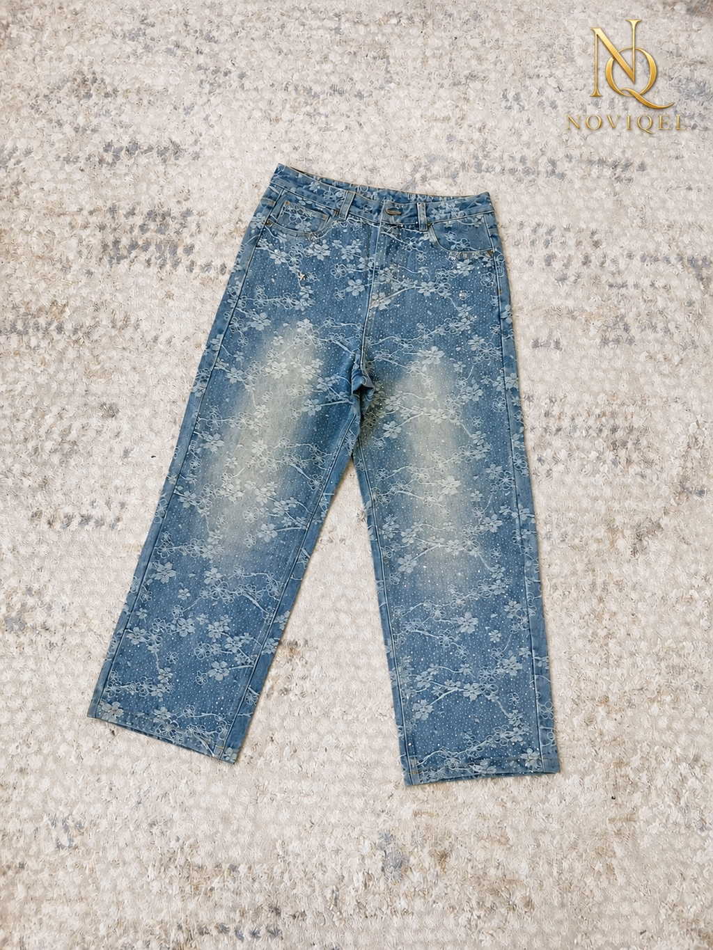 Floral Print Baggy Jeans – featured view
