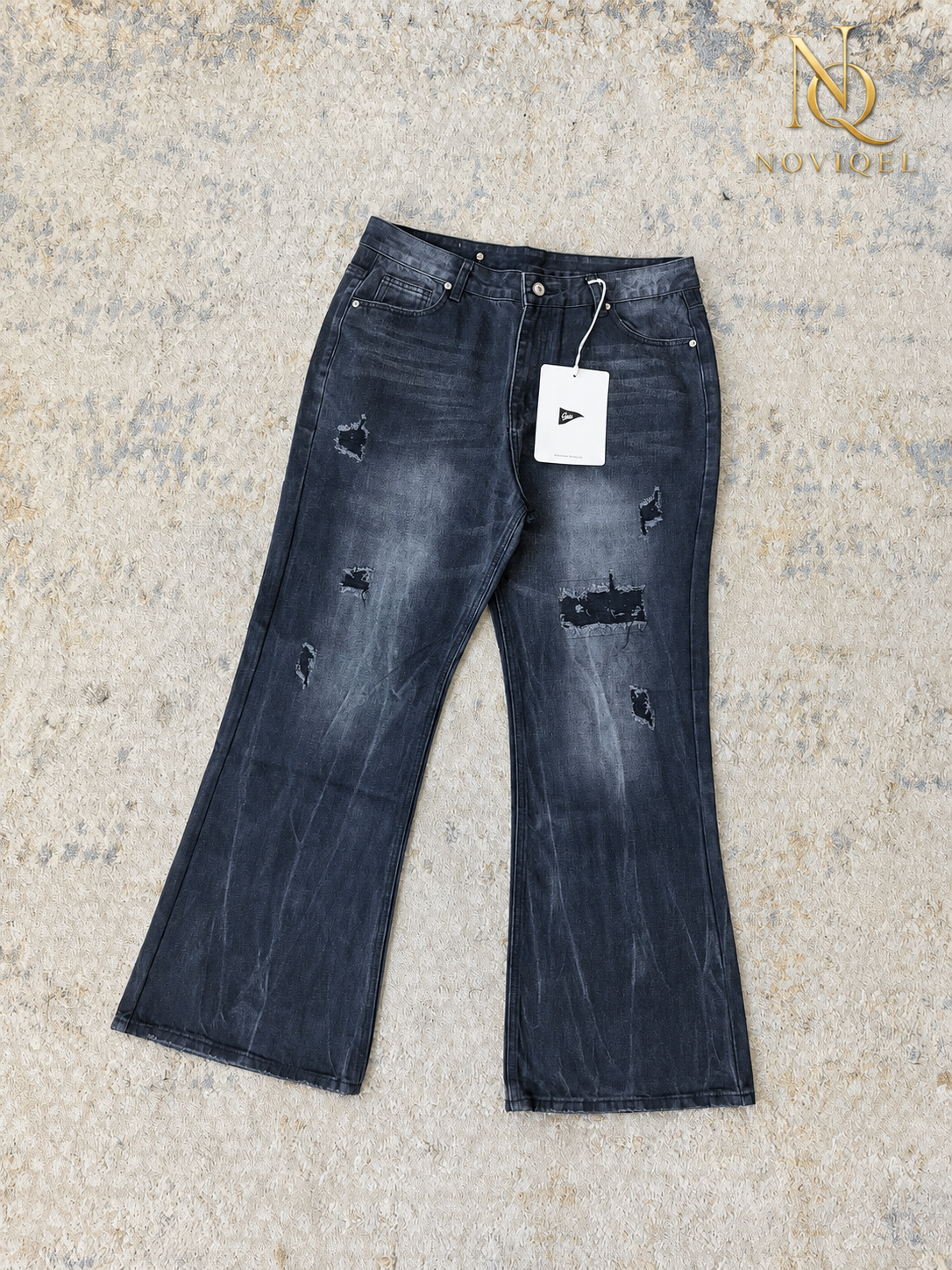 Distressed Black Flare Jeans – featured view