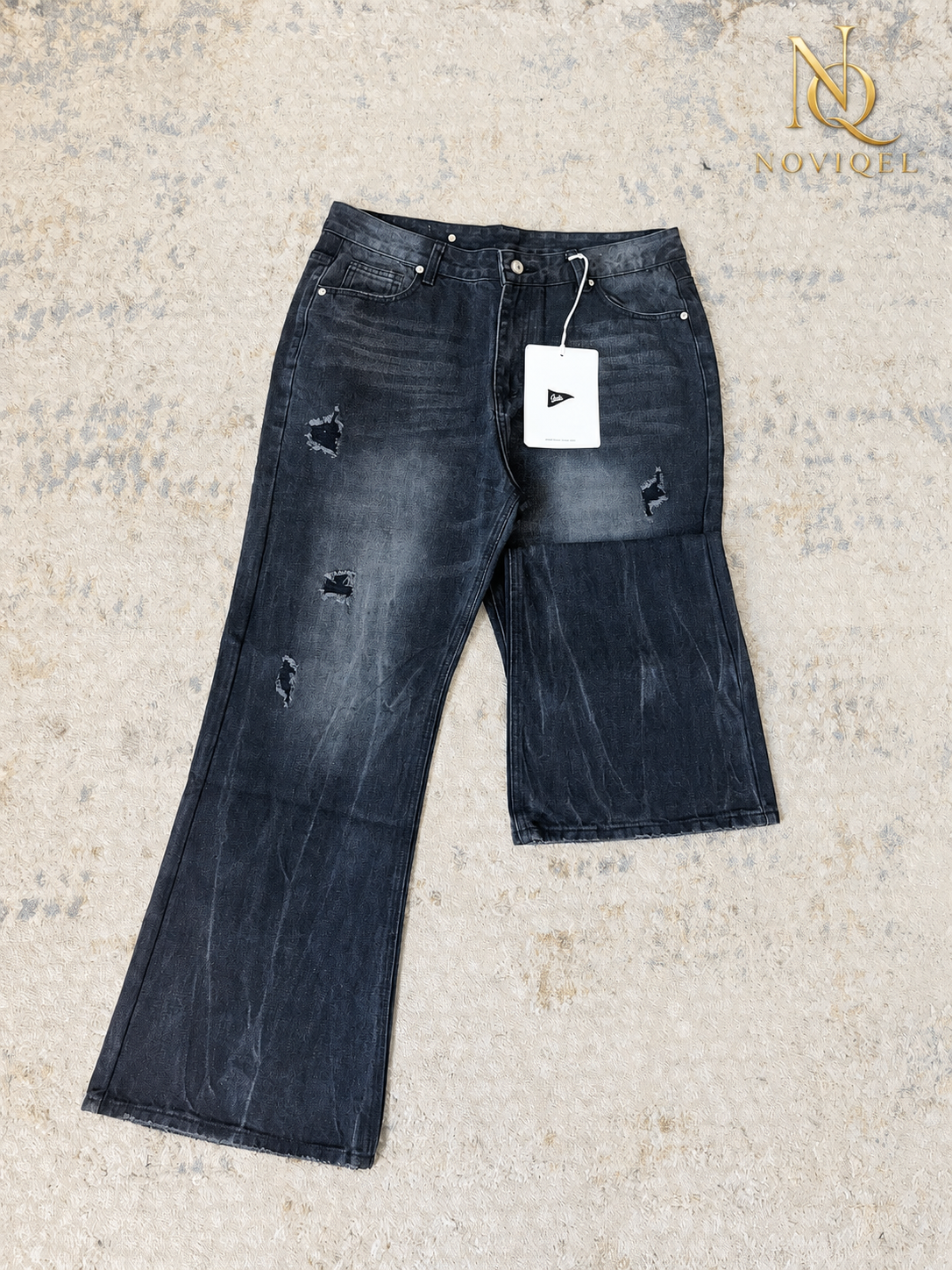 Distressed Black Flare Jeans – view 2