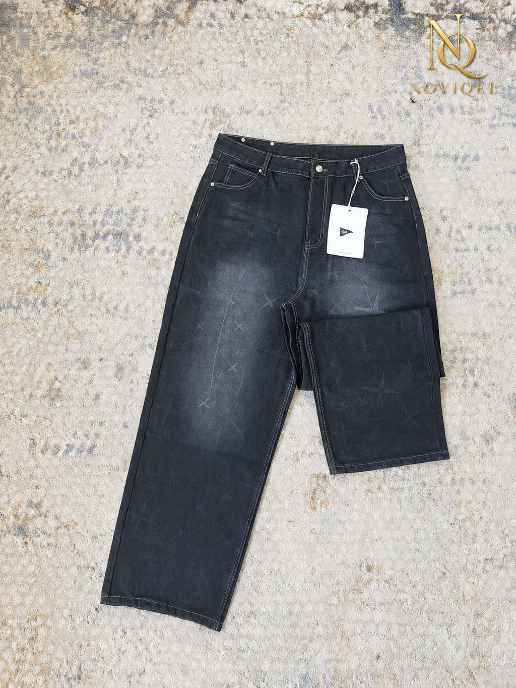 Washed Graphic Black Baggy Jeans – view 2
