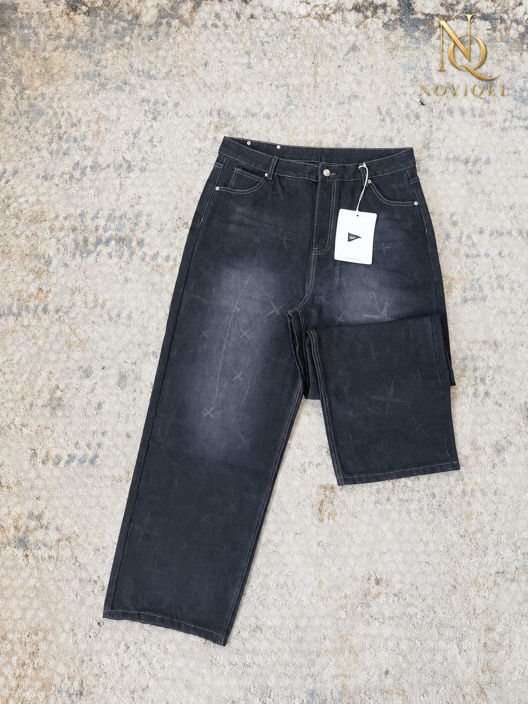 Washed Graphic Black Baggy Jeans – view 2