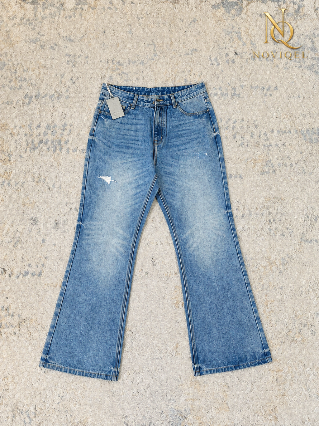 Lightly Distressed Flare Jeans – view 2