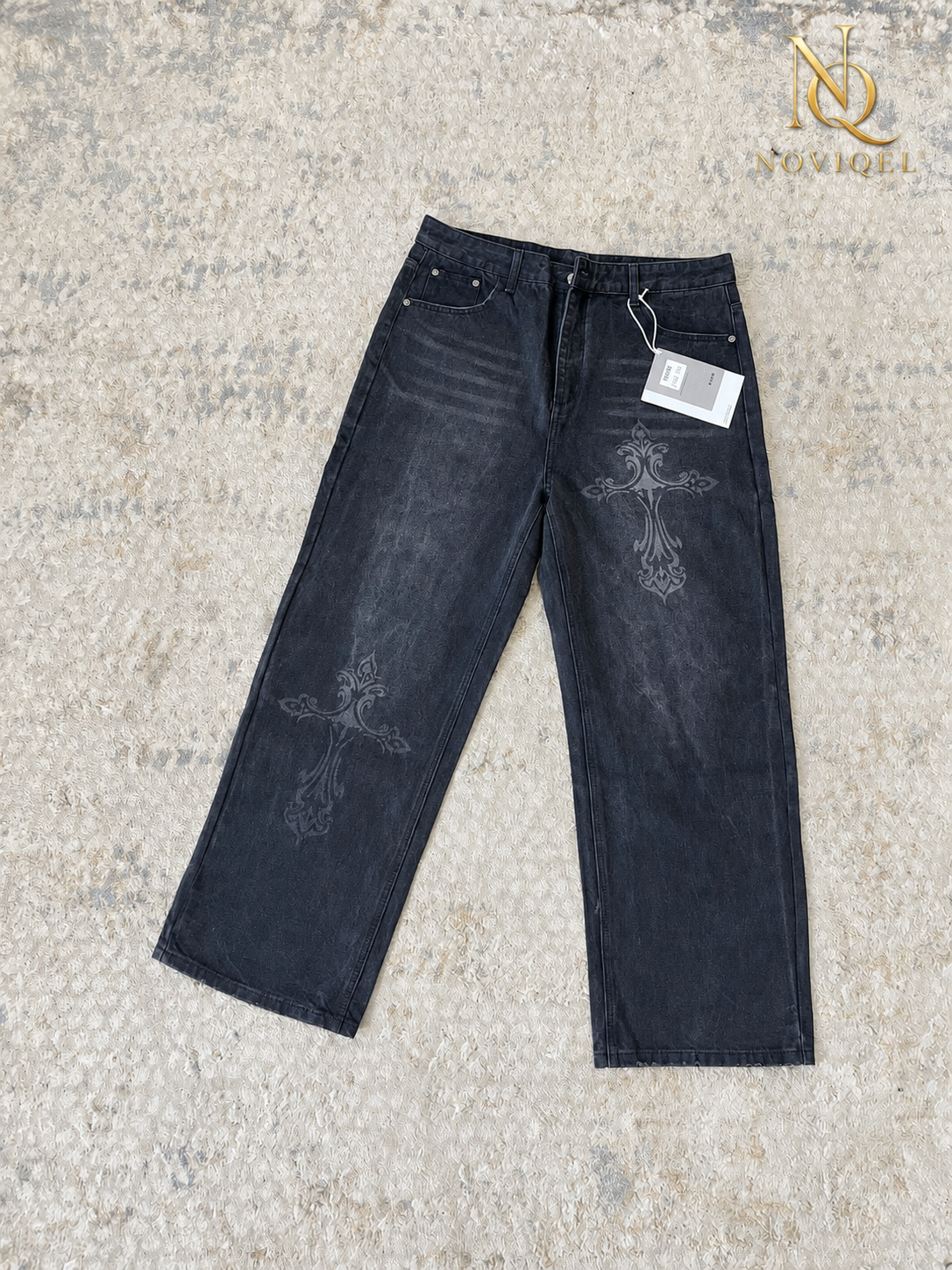 Gothic Cross Print Baggy Jeans – featured view