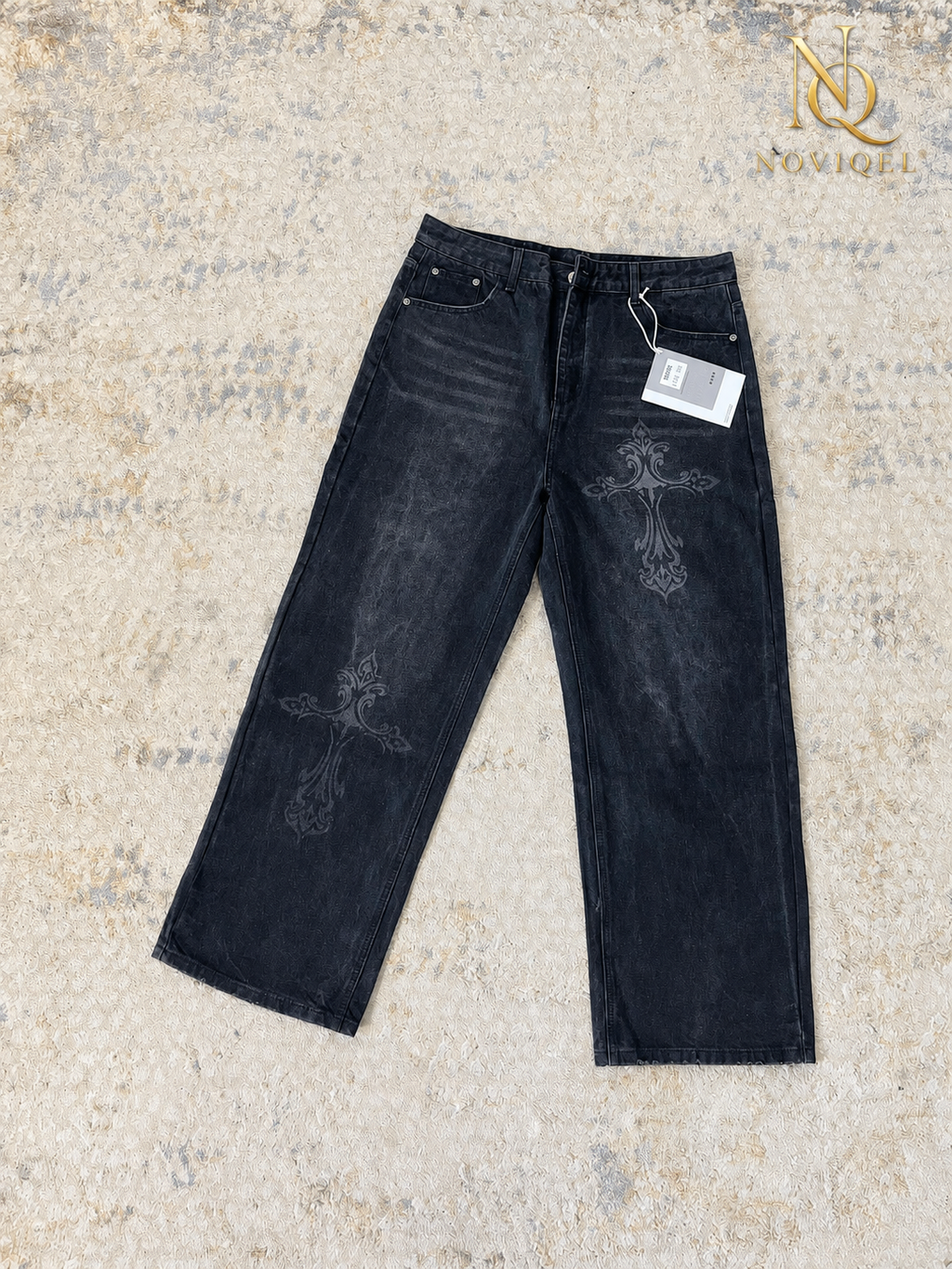 Gothic Cross Print Baggy Jeans – view 2
