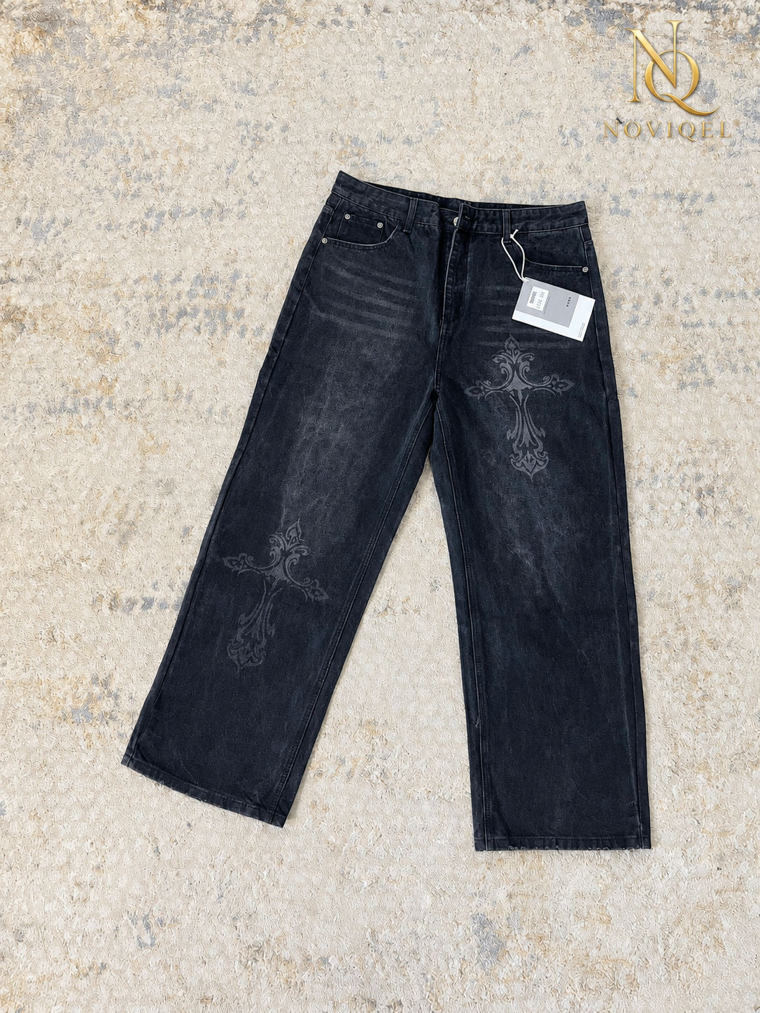 Gothic Cross Print Baggy Jeans – view 2