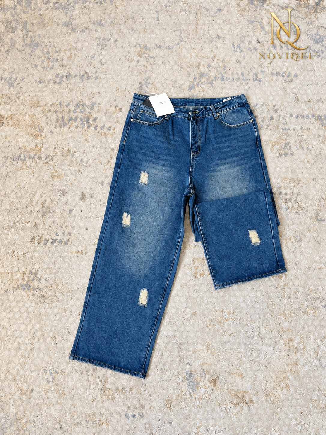 Distressed Mid-Wash Baggy Jeans – featured view