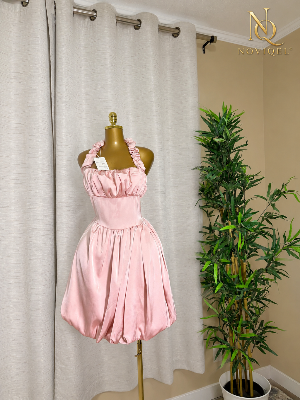 Satin Sculpted Bubble Midi Dress – featured view