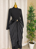 Black Draped Brooch Midi Dress – view 1