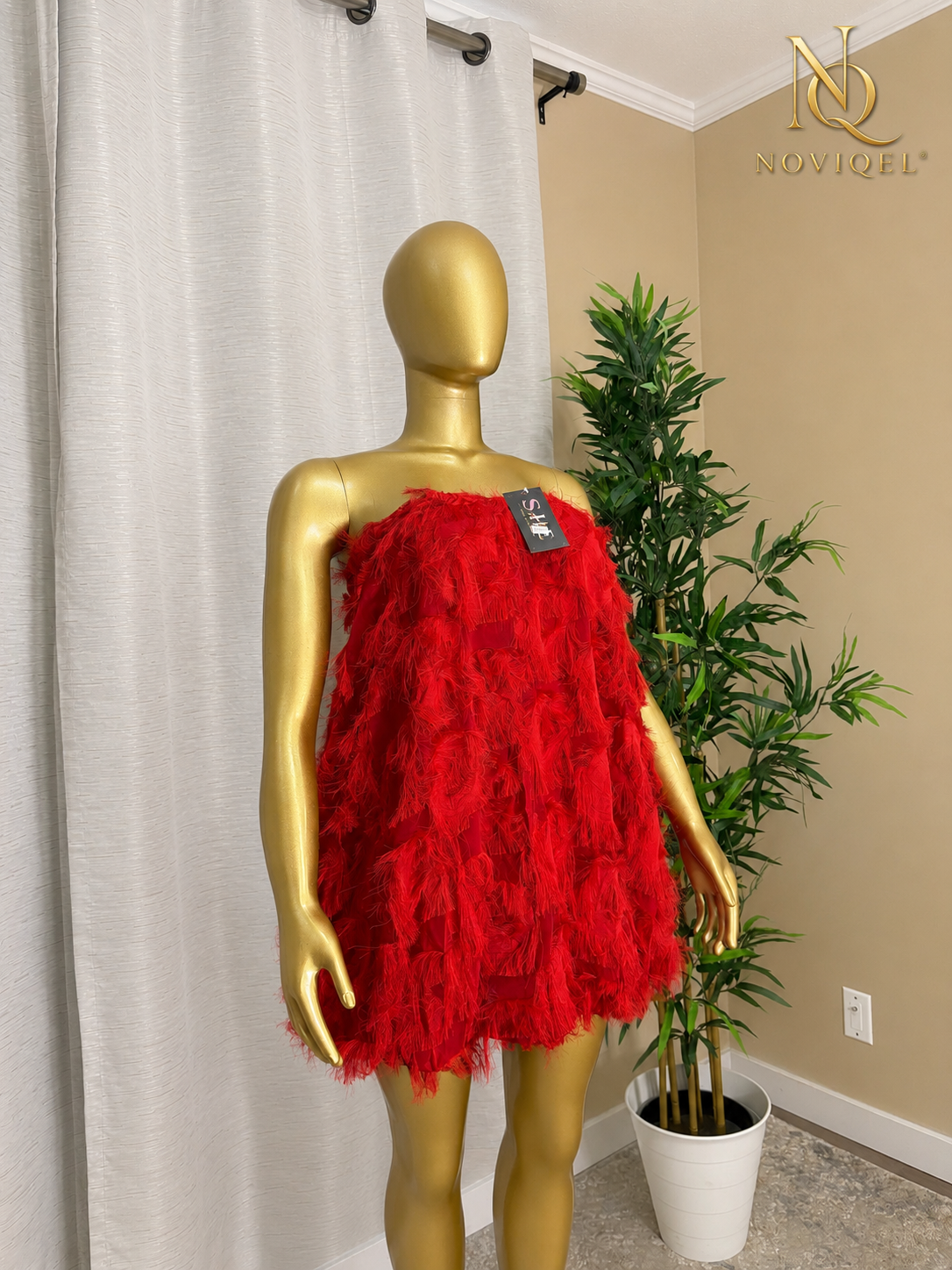 Feather-Detail Mini Dress – view 2