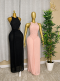 Halter Ruched Buckle Maxi Dress – view 1