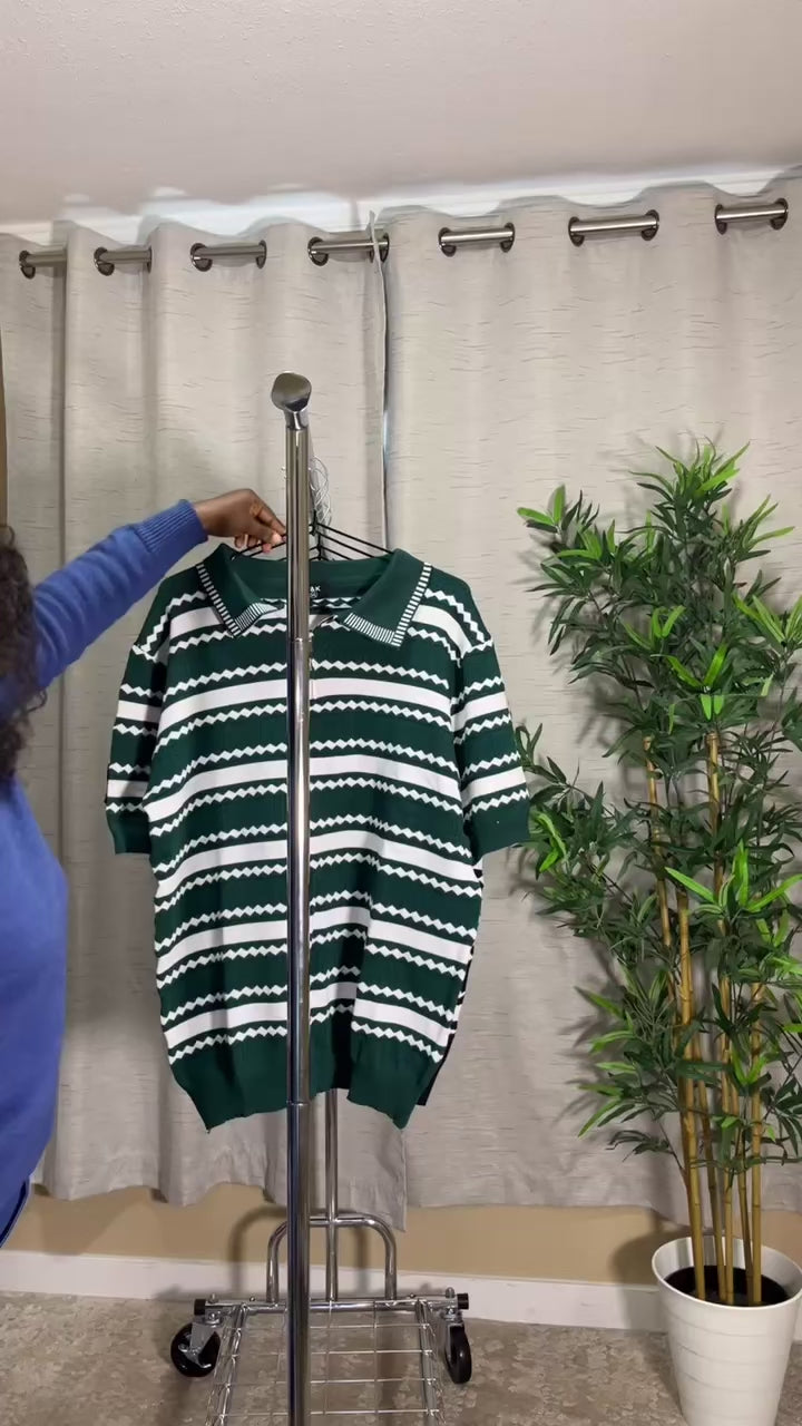 Striped Knitted Short-Sleeve Shirt