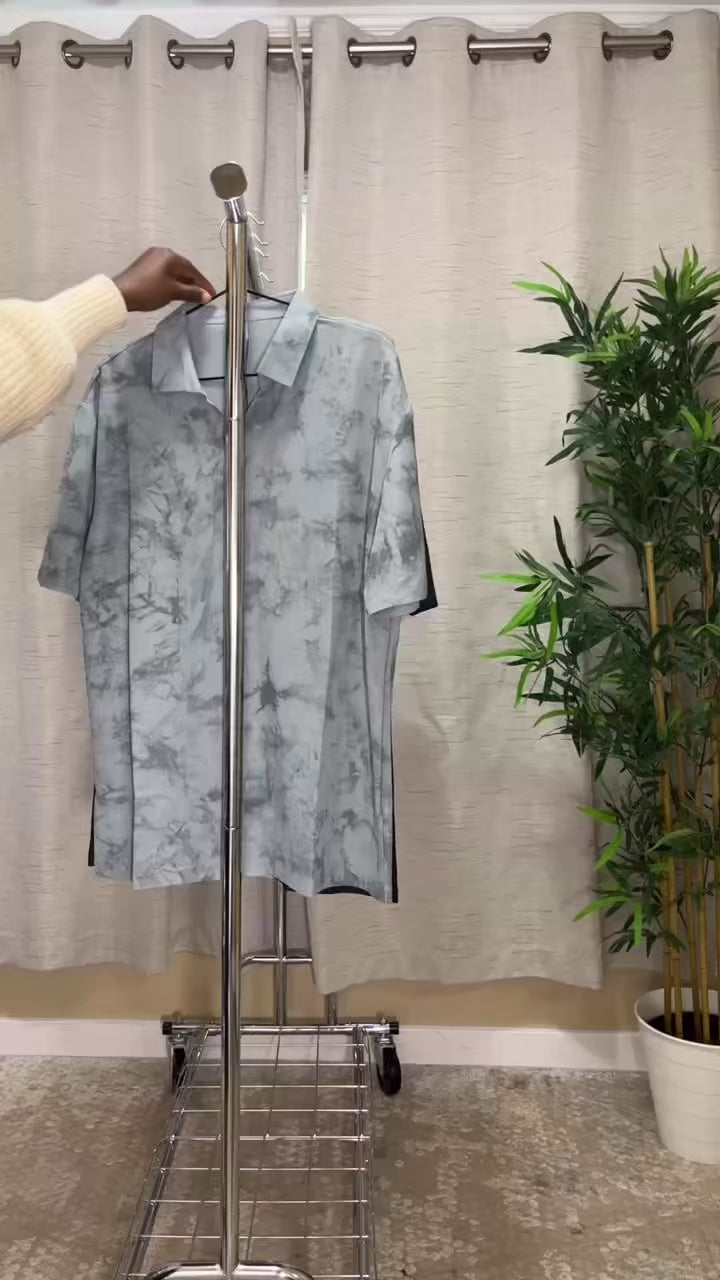 Abstract Print Short-Sleeve Collared Shirt